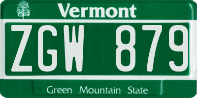 VT license plate ZGW879