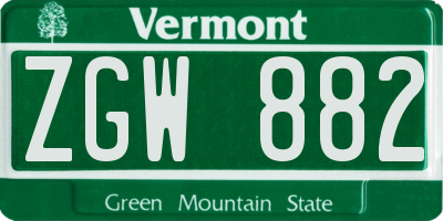 VT license plate ZGW882