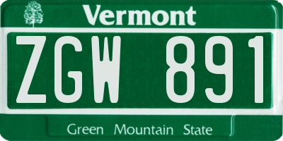 VT license plate ZGW891