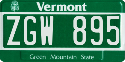 VT license plate ZGW895