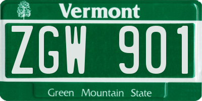 VT license plate ZGW901