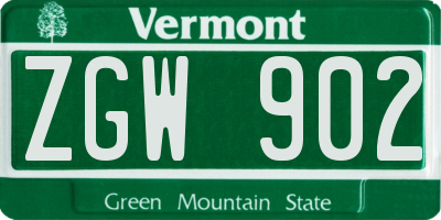 VT license plate ZGW902