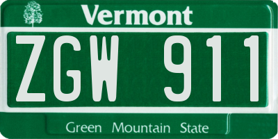 VT license plate ZGW911