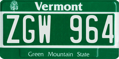 VT license plate ZGW964