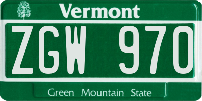 VT license plate ZGW970