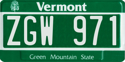 VT license plate ZGW971