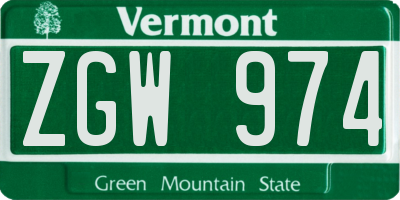 VT license plate ZGW974