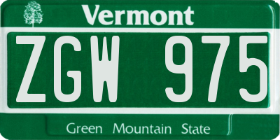 VT license plate ZGW975