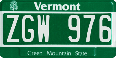 VT license plate ZGW976