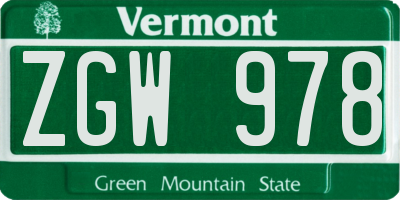 VT license plate ZGW978