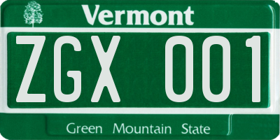 VT license plate ZGX001