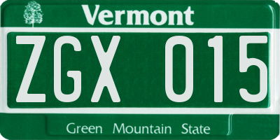 VT license plate ZGX015