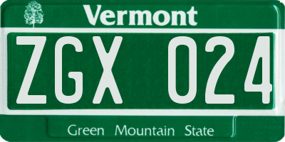 VT license plate ZGX024