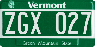 VT license plate ZGX027