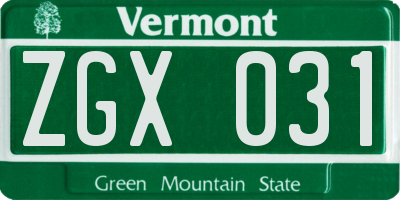VT license plate ZGX031