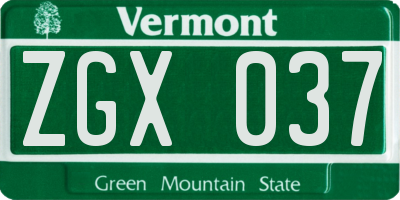 VT license plate ZGX037