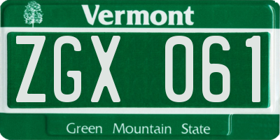 VT license plate ZGX061