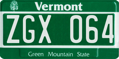 VT license plate ZGX064