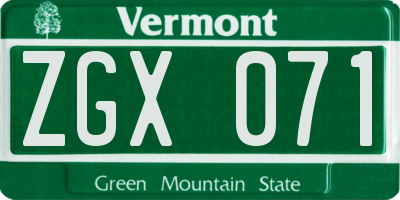 VT license plate ZGX071