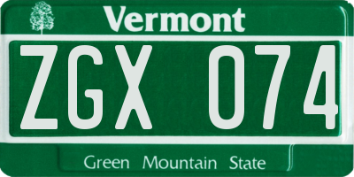 VT license plate ZGX074