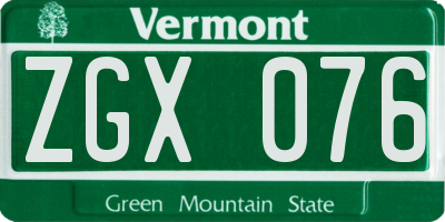 VT license plate ZGX076