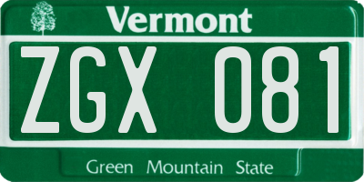 VT license plate ZGX081