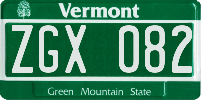 VT license plate ZGX082