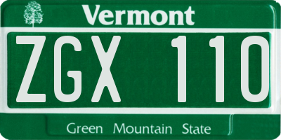 VT license plate ZGX110
