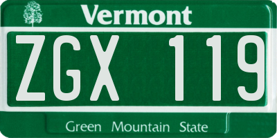 VT license plate ZGX119