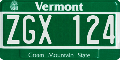 VT license plate ZGX124
