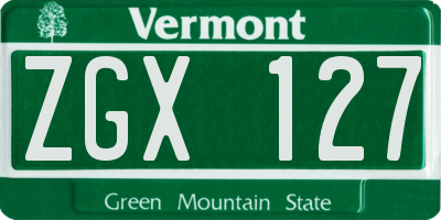 VT license plate ZGX127