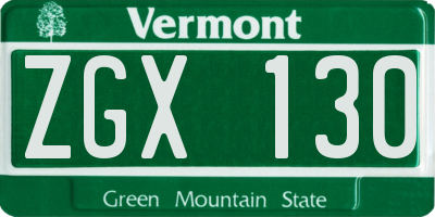 VT license plate ZGX130