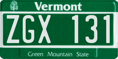 VT license plate ZGX131