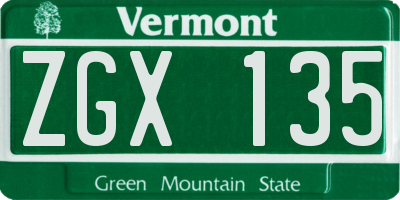 VT license plate ZGX135