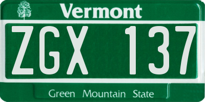 VT license plate ZGX137