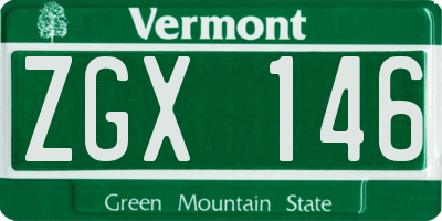 VT license plate ZGX146