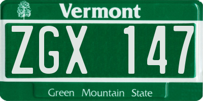 VT license plate ZGX147