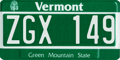VT license plate ZGX149