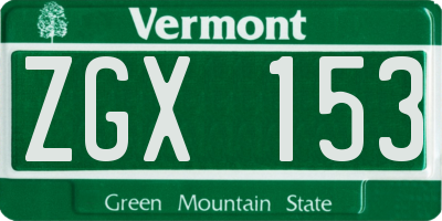 VT license plate ZGX153