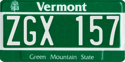VT license plate ZGX157