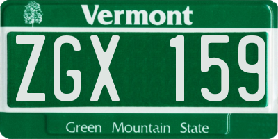 VT license plate ZGX159