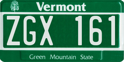 VT license plate ZGX161