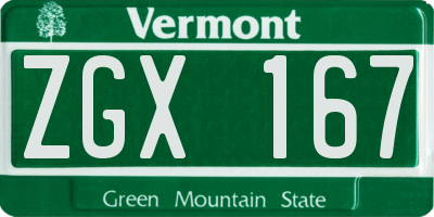 VT license plate ZGX167