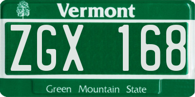 VT license plate ZGX168