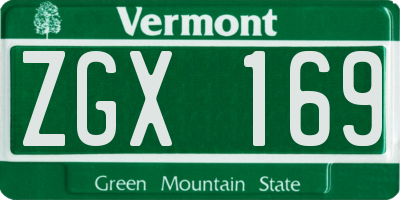 VT license plate ZGX169