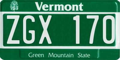 VT license plate ZGX170