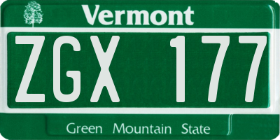 VT license plate ZGX177