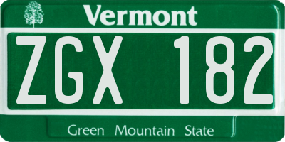 VT license plate ZGX182