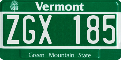 VT license plate ZGX185