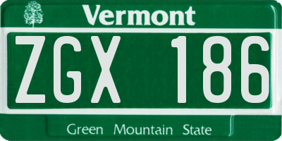VT license plate ZGX186